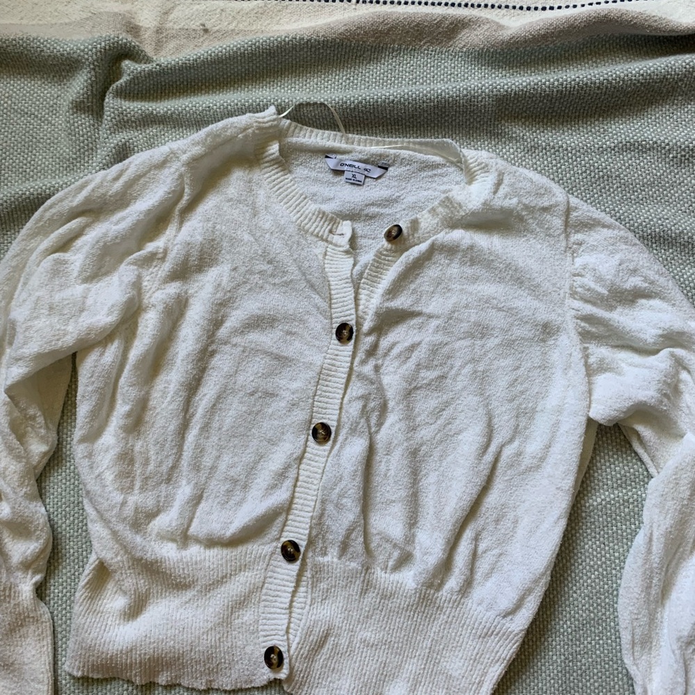 O'Neill White Cardigan Sweater Timeless Knit